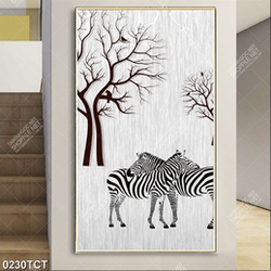 Tranh ngựa vằn in cửa