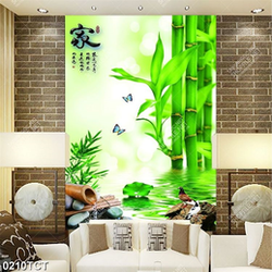 Tranh cây tre và hoa Sen