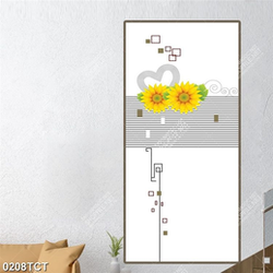 Tranh hoa hướng dương và họa tiết in gạch đẹp