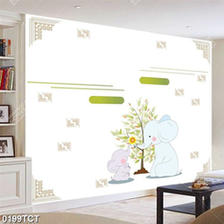 Tranh chú voi và hoa văn in tủ