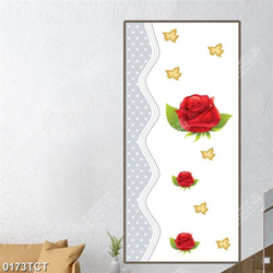 Tranh hoa hồng và họa tiết sóng biển