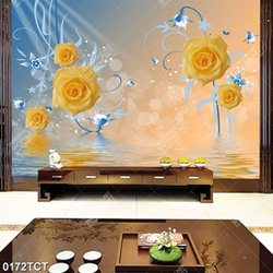 Tranh 3D hoa hồng vàng