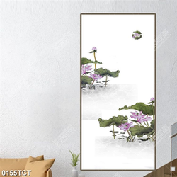 Tranh hoa Sen in cửa kính