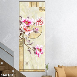 Tranh hoa mẫu đơn in cửa kính chất lượng cao