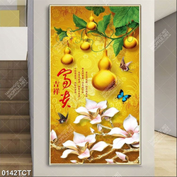 Tranh tài lộc quả bầu và hoa mộc lan