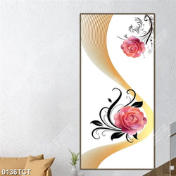 Tranh hoa hồng và hoa văn in cửa