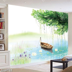 Tranh sơn dầu thuyền dán tường đẹp