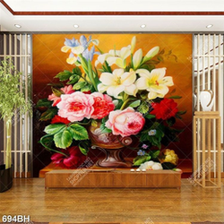 Tranh bình hoa psd những bông hoa hồng khoe sắc trên tường