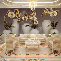 Tranh bình hoa in uv chiếc bình ngọc bên cành hoa phong lan