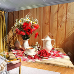 Tranh bình hoa in canvas cành hoa cúc trắng trên bàn nhỏ xinh