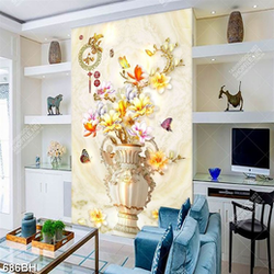 Tranh bình hoa 3d hoa mộc lan dáp vàng khoe sắc trên nền trắng
