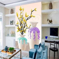 Tranh bình hoa những chiếc lá dáp vàng trên cành khô trang trí