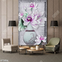 Tranh bình hoa in uv bông hoa sen hồng trong bình giả ngọc