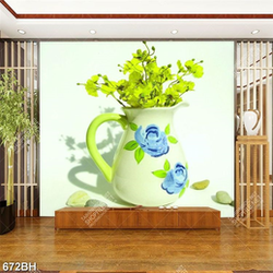 Tranh bình hoa cải vàng bên những hòn đá cuội nghệ thuật