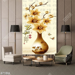 Tranh bình hoa mộc lan dáp vàng bên đàn bướm xinh decor