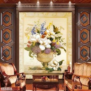 Tranh bình hoa in uv những bông hoa trắng trên chiếc bàn gỗ