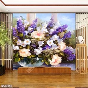 Tranh bình hoa nghệ thuật những bông hoa tím trong chiếc bình