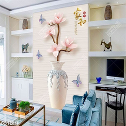 Tranh bình hoa in canvas bông hoa mộc lan hồng trong bình