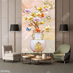 Tranh bình hoa 3d những bông hoa mộc lan dáp vàng khoe sắc
