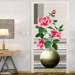 Tranh bình hoa hồng nhung khoe sắc trong bình treo tường