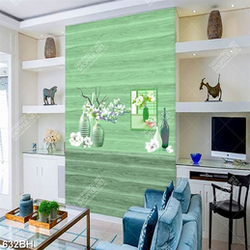 Tranh bình hoa 3d nhành hoa ành đào trắng bên cửa sổ xanh