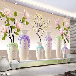 Tranh bình hoa treo tường những bình gốm nhiều màu sắc