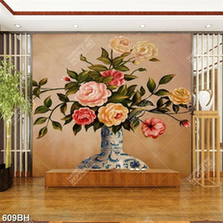 Tranh bình hoa nghệ thuật hoa hồng nhiều màu sắc trên tường Tranh bình hoa nghệ thuật hoa hồng nhiều màu sắc trên tường