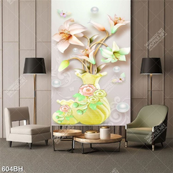 Tranh bình hoa treo tường bông hoa lan trắng bên ngọc trai