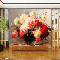 Tranh bình hoa trang trí những bông hoa mẫu đơn nở khoe sắc