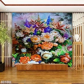 Tranh bình hoa psd những bông hoa mẫu đơn nở khoe sắc