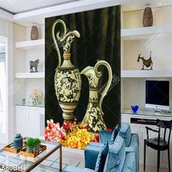 Tranh bình hoa treo tường chiếc bình gốm có họa tiết cổ điển