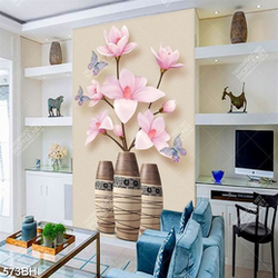 Tranh bình hoa in canvas đàn bướm bay lượm bên hoa mộc lan