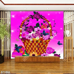 Tranh bình hoa treo tường đàn bướm xinh đẹp bên hoa hồng