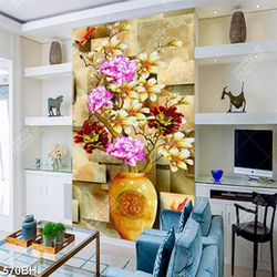 Tranh bình hoa in uv những bông hoa mẫu đơn bên hoa mộc lan