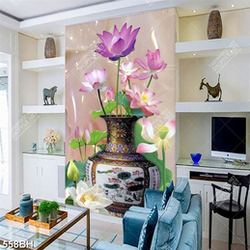 Tranh bình hoa nghệ thuật chiếc bình gốm trên vườn hoa sen