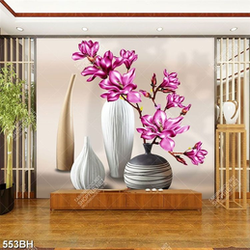 Tranh bình hoa treo tường những bông mộc lan tím khoe sắc