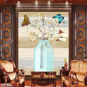 Tranh bình hoa dán tường những chú bướm xinh bên nhành hoa