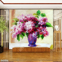 Tranh bình hoa 3d những chùm hoa nở rộ khoe sắc trên bàn