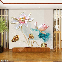 Tranh bình hoa in canvas những bông hoa sen hồng giả ngọc