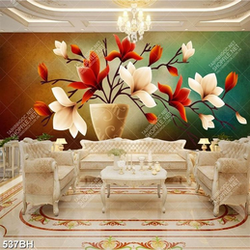 Tranh bình hoa 3d những bông hoa mộc lan trên nên phối màu