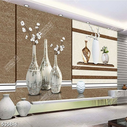 Tranh bình hoa psd 2 tấm trang trí phòng khách sang trọng