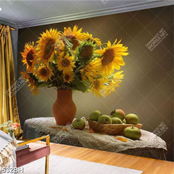 Tranh bình hoa psd những trái táo xanh bên hoa hướng dương