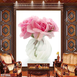 Tranh bình hoa nghệ thuật bông mẫu đơn trong bình thủy tinh