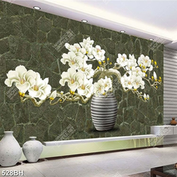 Tranh bình hoa in canvas cành hoa mộc lan trắng vươn dài