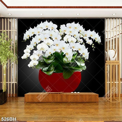 Tranh bình hoa treo tường những nhành hoa phong lan trắng