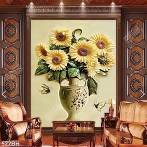 Tranh bình hoa hướng dương bên đàn bướm xinh nghệ thuật Tranh bình hoa hướng dương bên đàn bướm xinh nghệ thuật