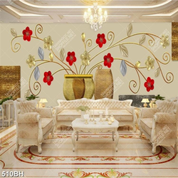 Tranh bình hoa in canvas những bông hoa vàng đỏ khoe sắc