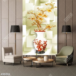 Tranh bình hoa mộc lan khoe sắc trên nền gạch  psd