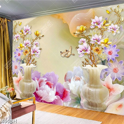 Tranh bình hoa nghệ thuật bông hoa mẫu đơn và mộc lan