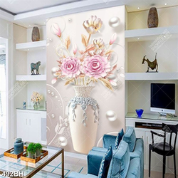 Tranh bình hoa in canvas bông hoa mẫu đơn trong bình